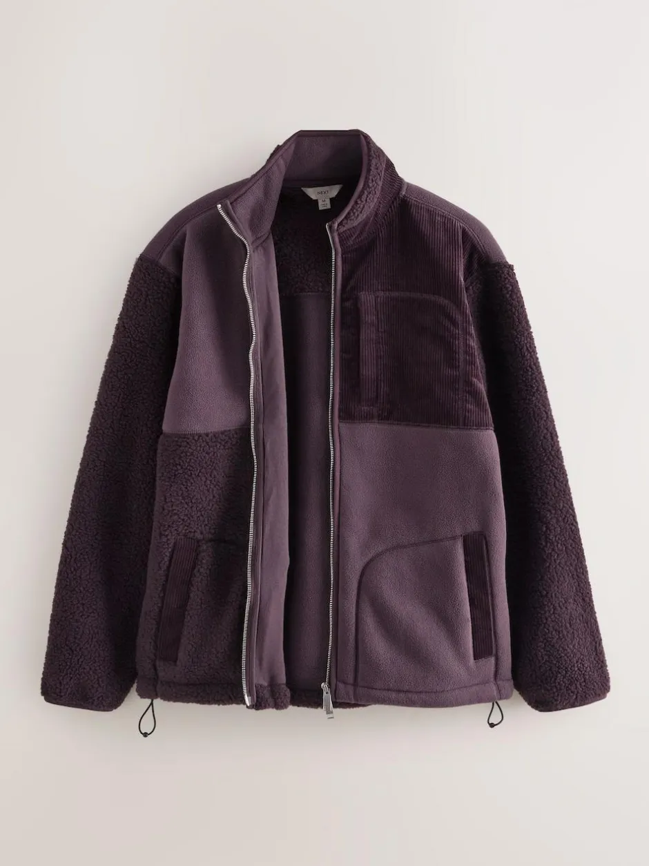 Next Cord Block Zip Through Funnel Fleece Plum Purple New