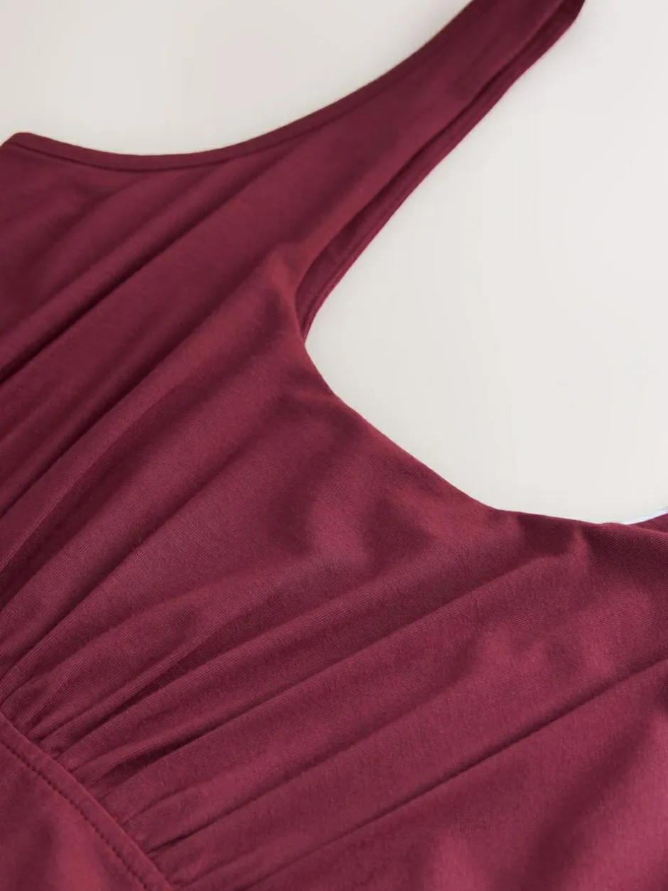 Next Jersey Waisted Summer Midi Dress Plum Purple Outlet