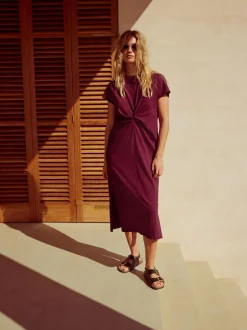 Next Twist Short Sleeved T-Shirt Summer Dress Plum Purple Sale