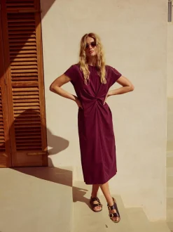 Next Twist Short Sleeved T-Shirt Summer Dress Plum Purple Sale