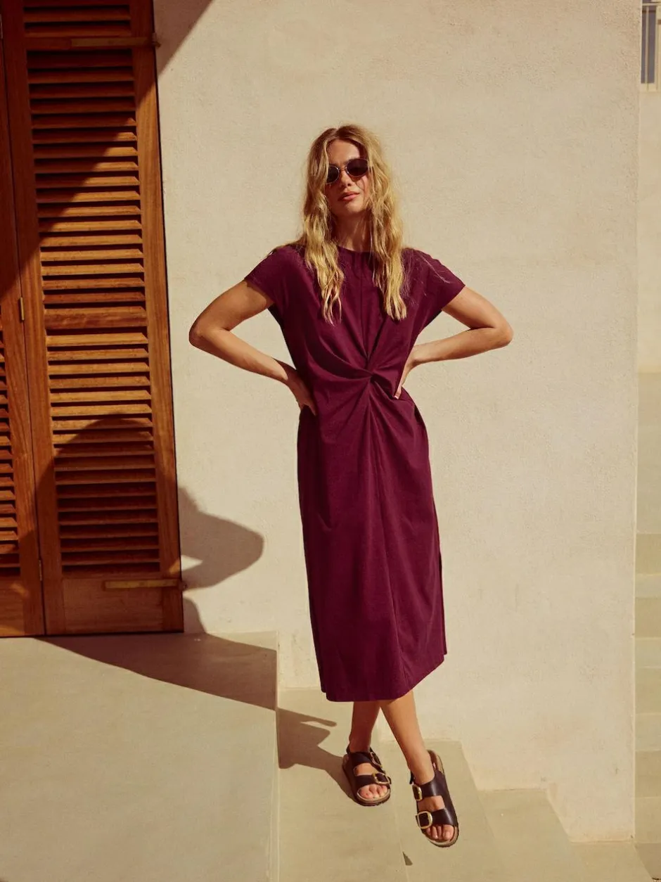 Next Twist Short Sleeved T-Shirt Summer Dress Plum Purple Sale