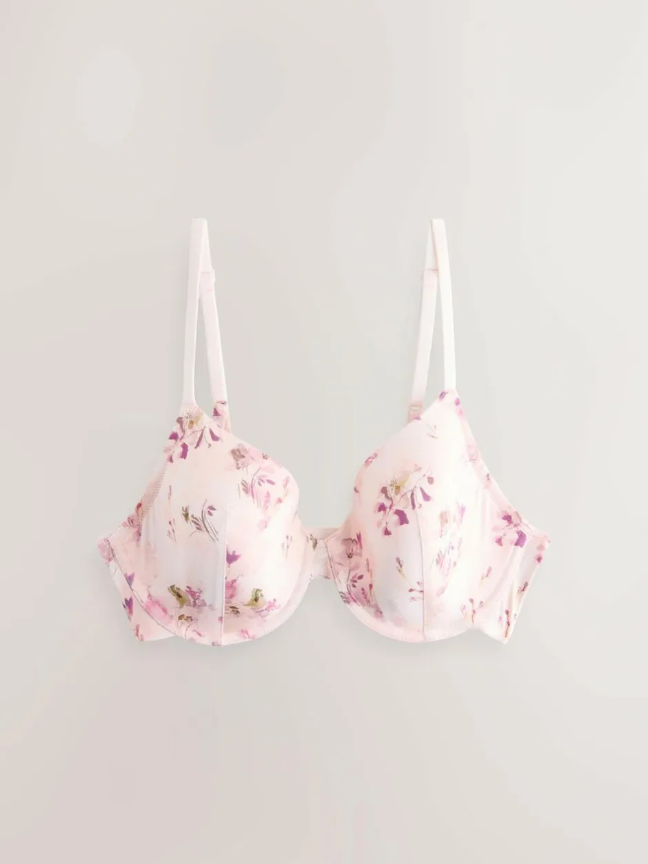 Next Plum Purple/Floral Print Full Cup A-E Smoothing Ultimate Comfort Bras 2 Pack Hot
