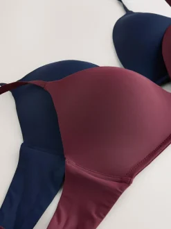 Next A-E Push Up Padded Non Wired Smoothing Bras 2 Pack Plum Purple/Navy Clearance