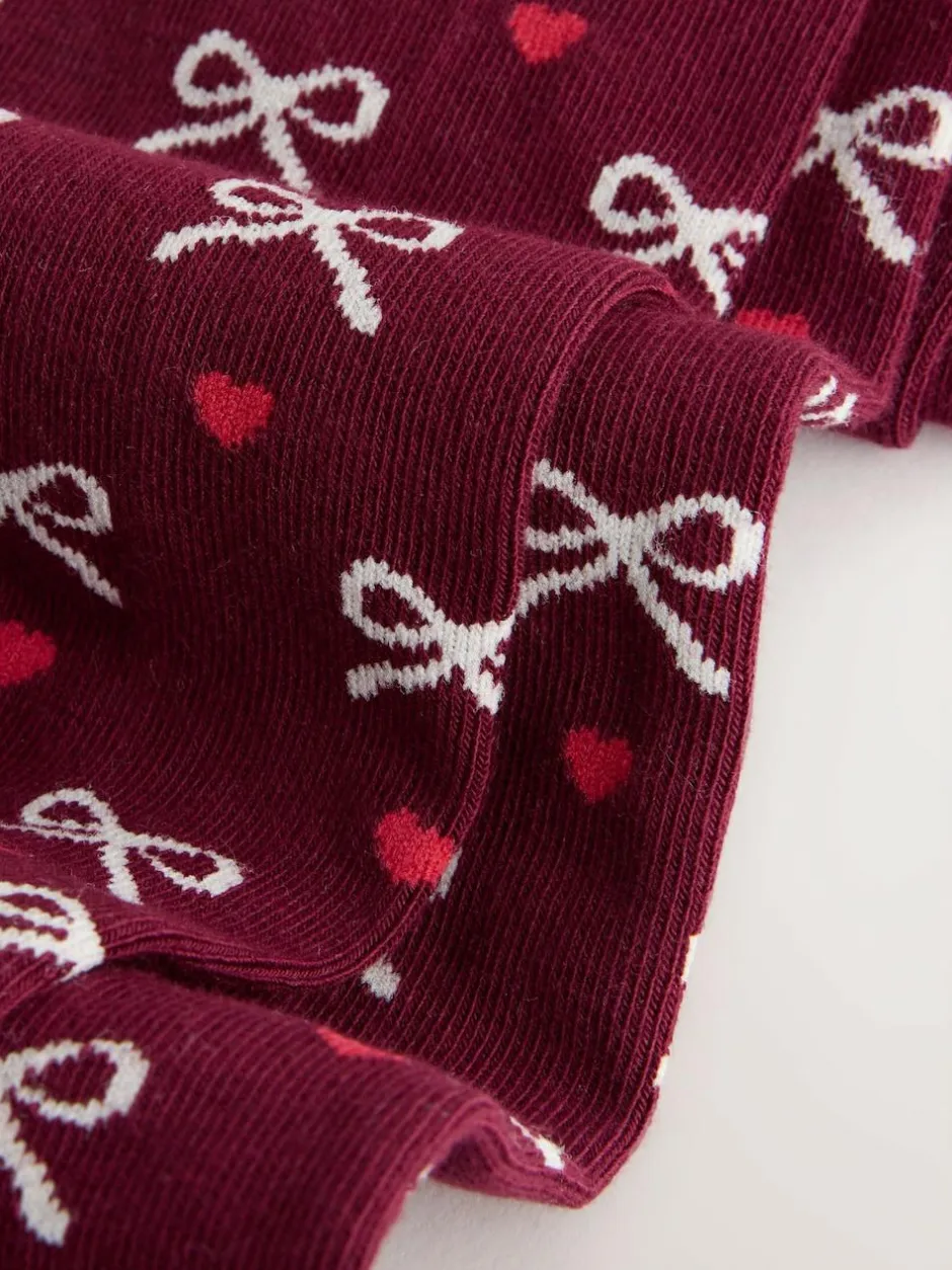Next Plum Red Cotton Rich Bow Tights Discount