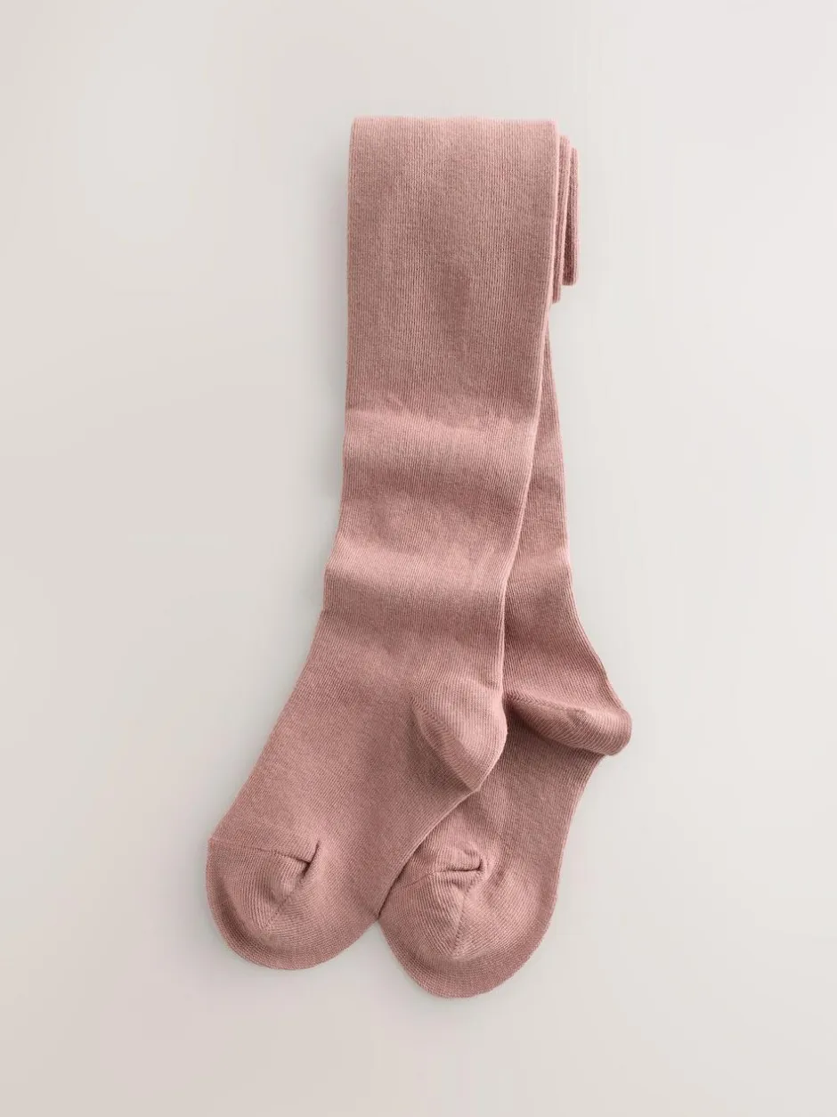 Next 3 Pack Cotton Rich Tights Plum Red Pink and Black
