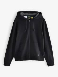 Polo Ralph Lauren Black Loungewear Zip Through Jersey Stretch Hoodie Hot