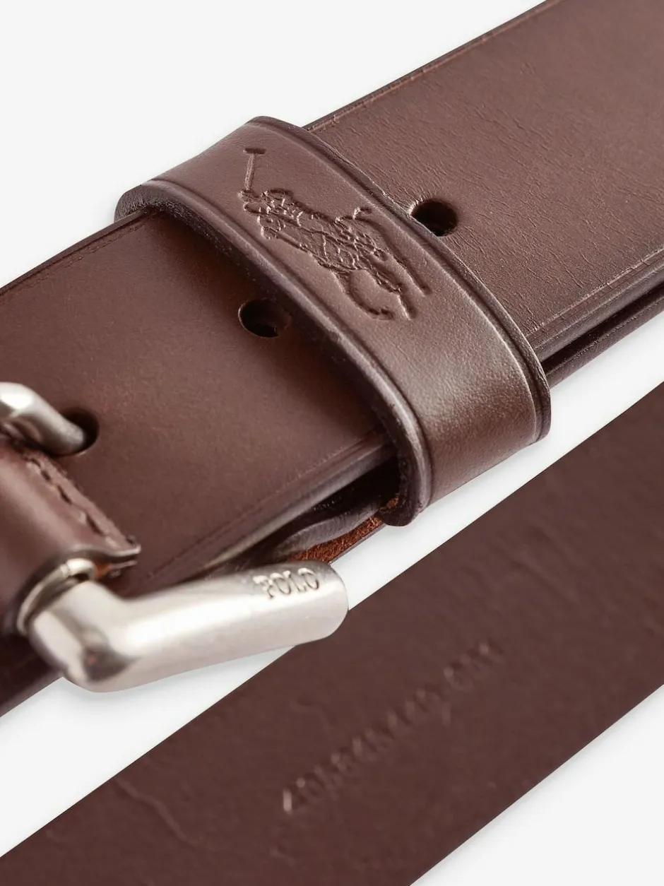 Polo Ralph Lauren Leather Pony Player Belt Dark Brown New