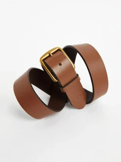 Polo Ralph Lauren Saddle Leather Logo Belt Tan Brown