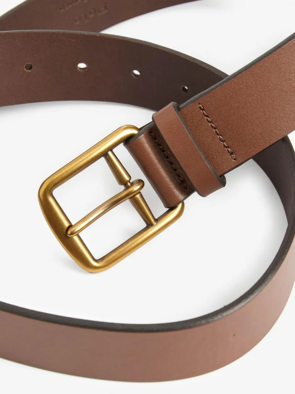 Polo Ralph Lauren Saddle Leather Logo Belt Tan Brown