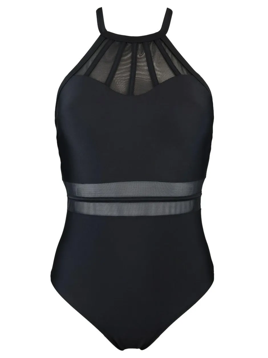 Pour Moi Beach Bound High Neck Swimsuit Black