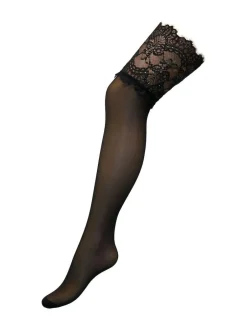 Pour Moi Deep Eyelash 15 Denier Lace Hold-Ups Black Dark Online