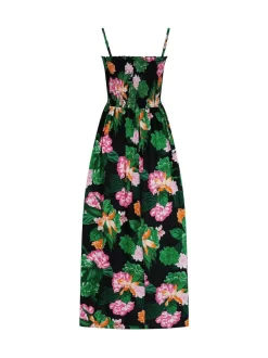 Pour Moi Black Floral Strapless Shirred Bodice Woven Maxi Beach Dress Online