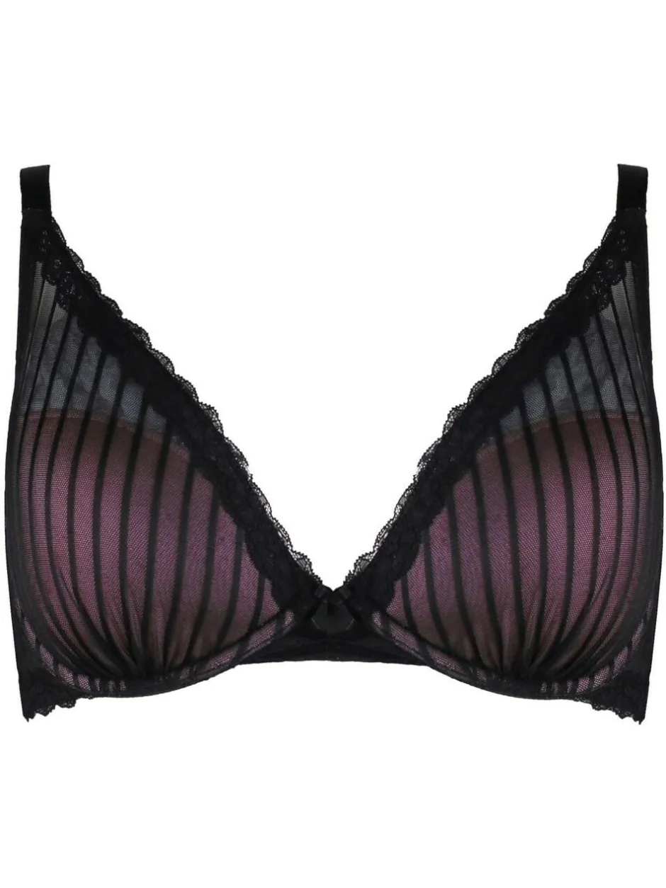 Pour Moi Black Luxe Linear Contour Lightly Padded Bra New