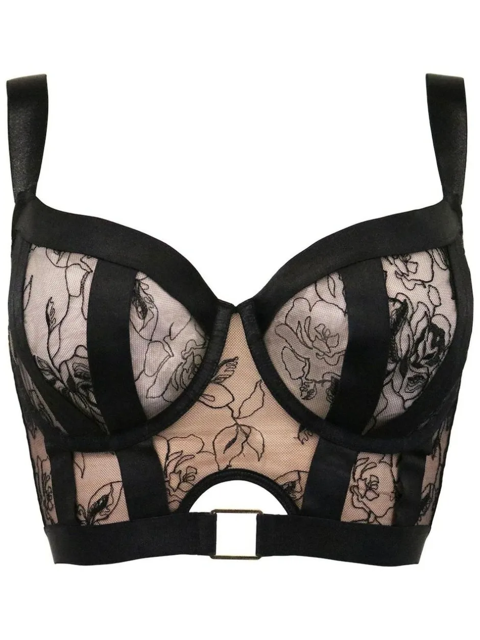 Pour Moi Non Padded India Embroidery Underwired Bustier Bra Black Online