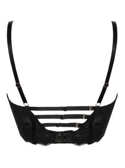 Pour Moi Black Onyx Zip Front Fastening Padded Longline Bra Discount