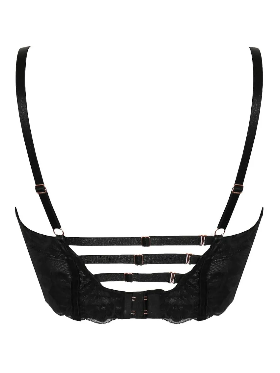 Pour Moi Black Onyx Zip Front Fastening Padded Longline Bra Discount