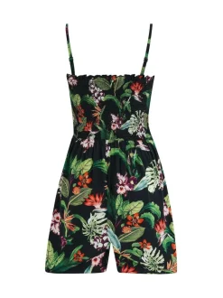 Pour Moi Strapless Shirred Bodice Woven Beach Playsuit Black Best