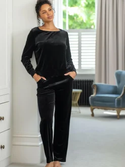 Pour Moi Velour Lounge Pyjamas Set Black Discount
