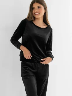 Pour Moi Velour Lounge Pyjamas Set Black Discount