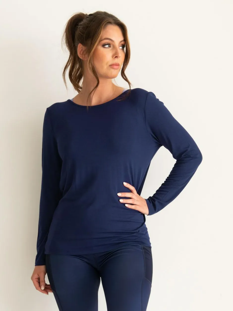 Pour Moi Cross Back Jersey Yoga Top Blue