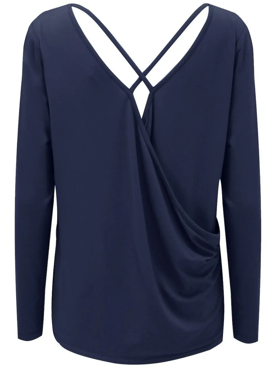 Pour Moi Cross Back Jersey Yoga Top Blue