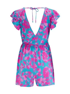 Pour Moi Frill Stretch Jersey Beach Playsuit Blue Best