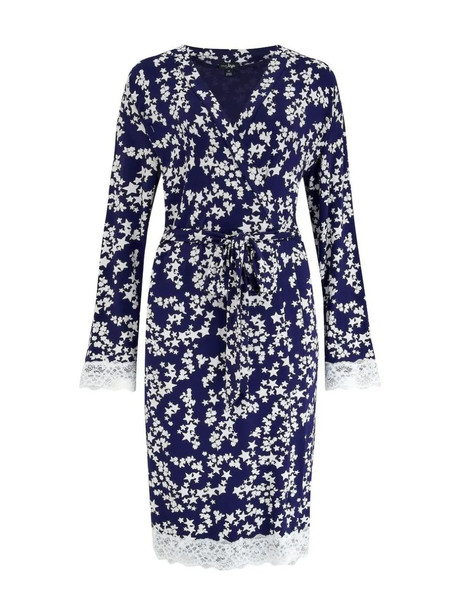 Pour Moi Sofa Loves Lace Jersey Wrap Gown Blue Discount