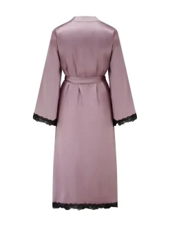 Pour Moi Dusk Satin and Lace Kimono Sleeve Dressing Gown Purple Outlet