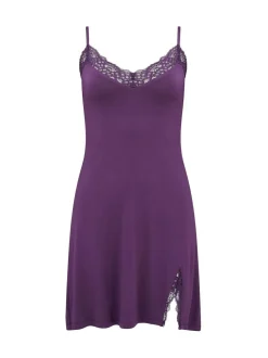 Pour Moi Short Sofa Loves Lace Hidden Support Soft Jersey Split Chemise Purple Outlet