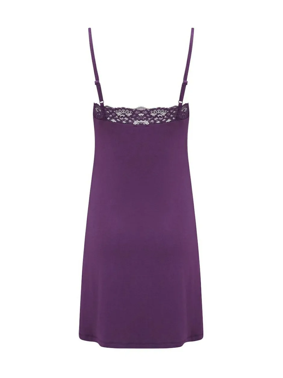 Pour Moi Short Sofa Loves Lace Hidden Support Soft Jersey Split Chemise Purple Outlet
