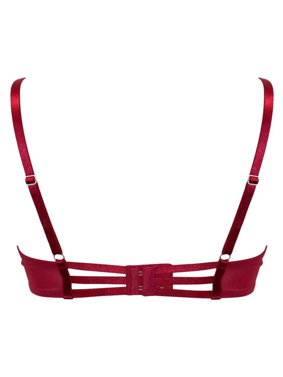 Pour Moi India Bold Floral Embroidery Non Pad Bra Red Discount