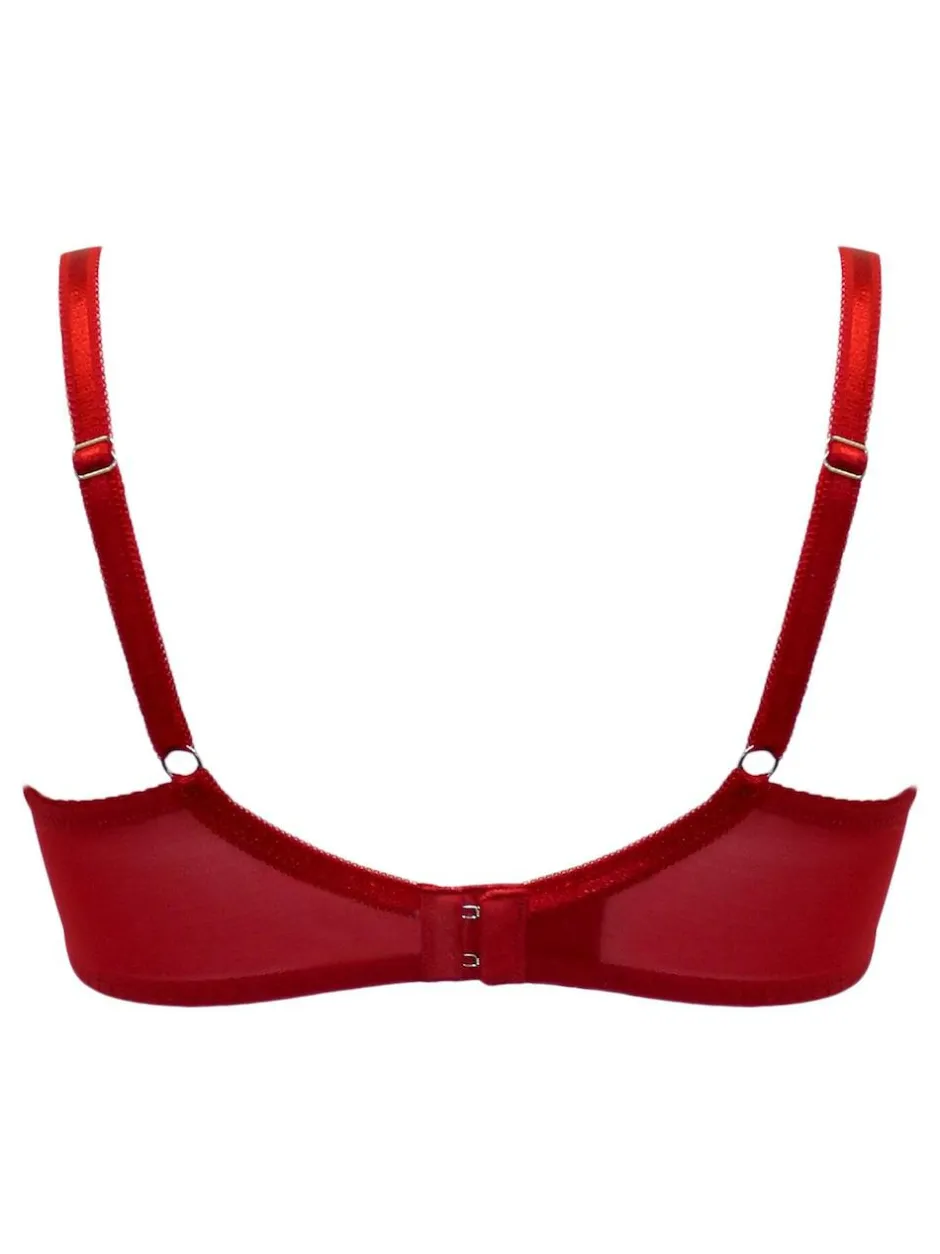 Pour Moi Red Non Padded Underwired Fleur Balconette Bra New