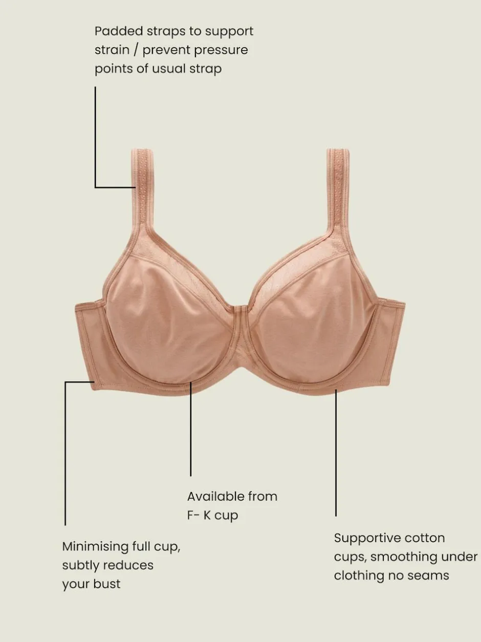 Next F-K Ultimate Support Cotton Minimiser Padded Strap Bra Praline Nude Discount