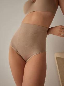 Next High Waist Brief Seamless Firm Tummy Control Shaping Briefs Praline Nude Clearance