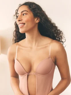 Next Multiway Strap Backless Plunge Body Praline Nude