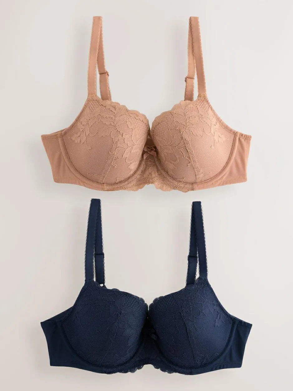 Next Pad Balcony DD+ Lace Bras 2 Pack Praline Nude/Navy Discount