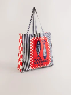 Next Print Sardine Print 100% Cotton Shopper Bag New