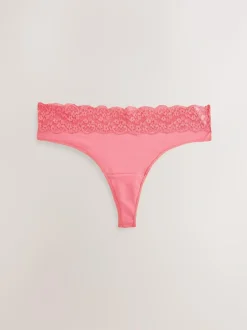 Next Thong Cotton and Lace Knickers 7 Pack Printed Spot Discount