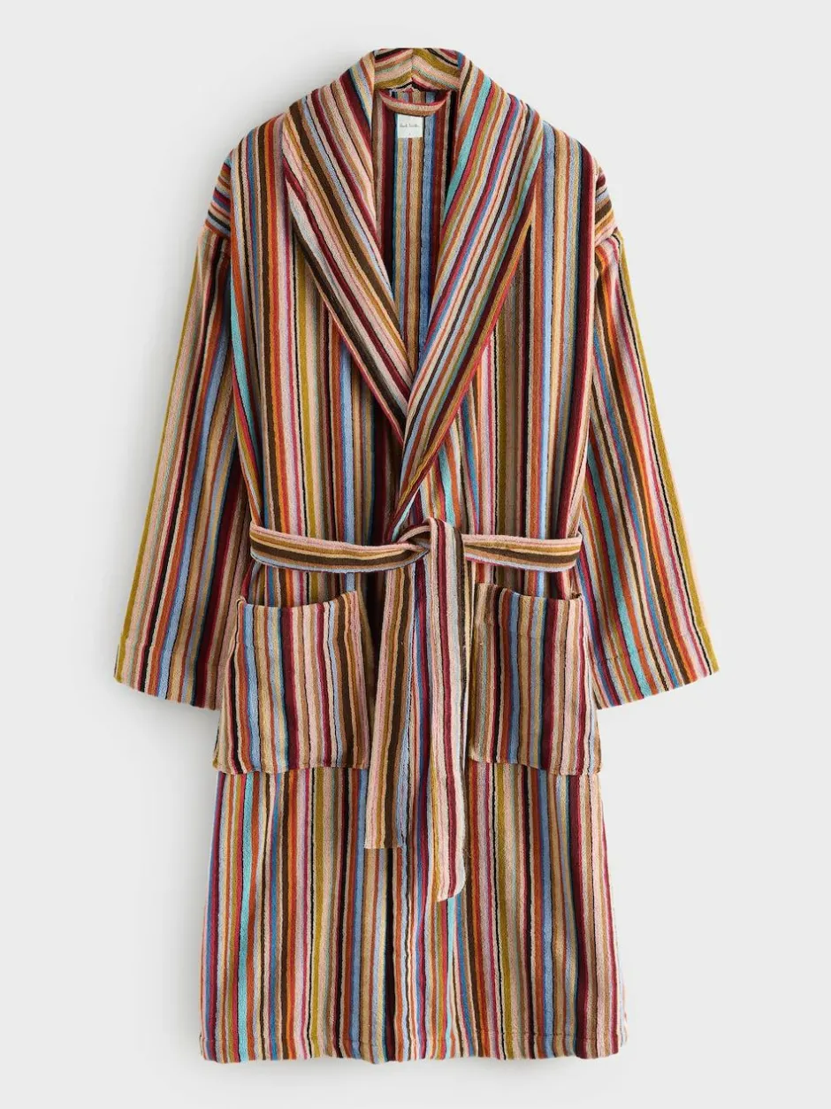 PS Paul Smith Black Signature Stripe Logo Robe