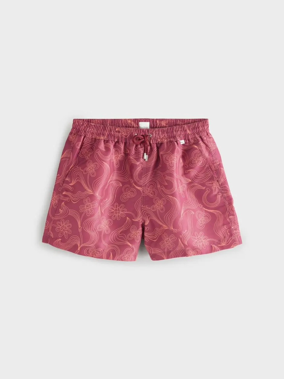 PS Paul Smith Red Regular-Fit Logo Printed Swim Shorts New