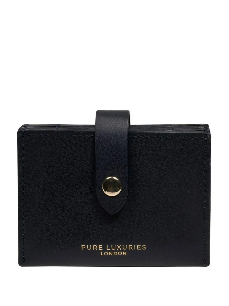 Pure Luxuries London 'Allie' Leather Accordion Card Holder Blue Hot