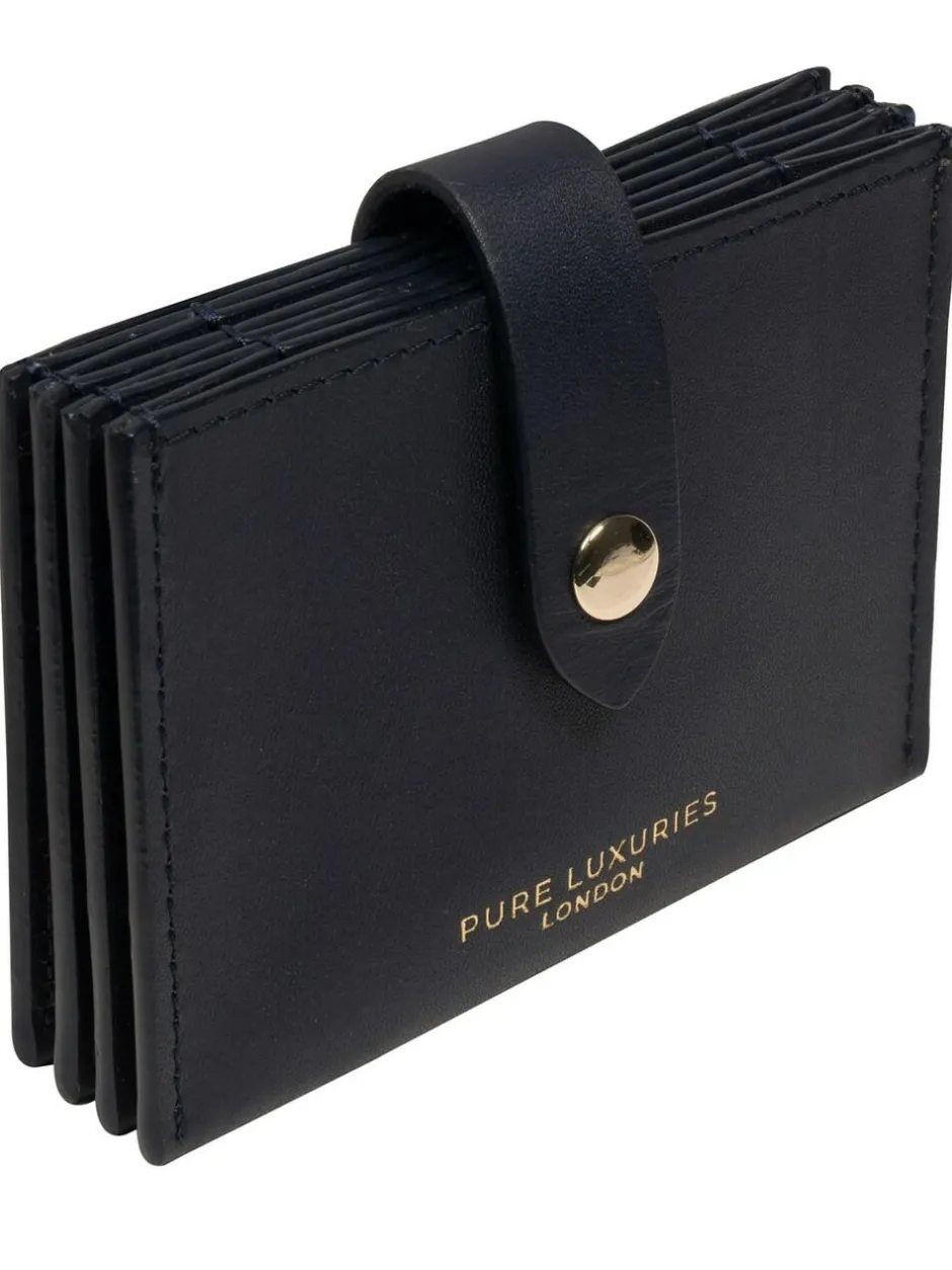 Pure Luxuries London 'Allie' Leather Accordion Card Holder Blue Hot