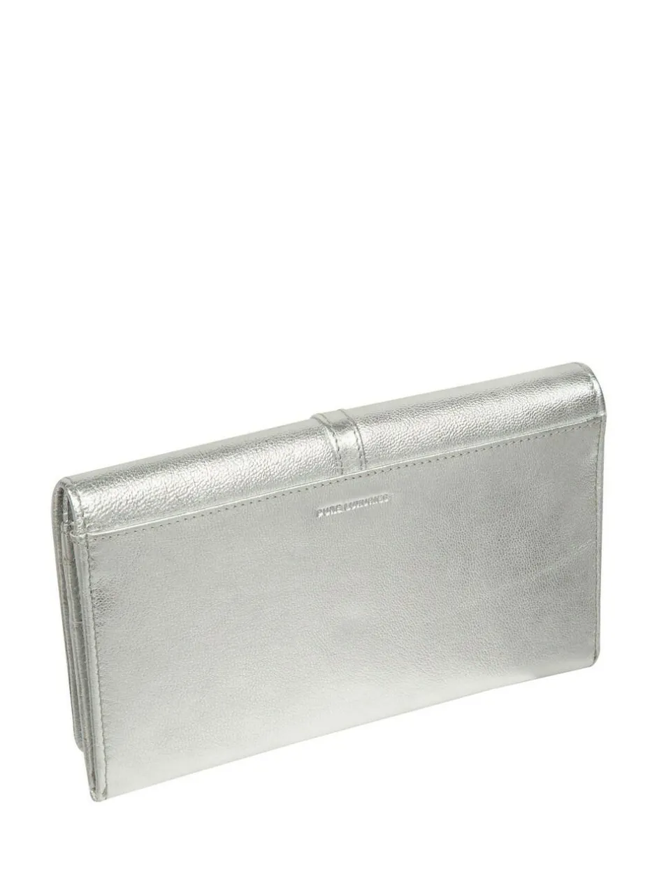 Pure Luxuries London Isla Leather Purse Silver Hot