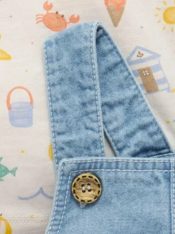 Purebaby Blue Dungaree And T-Shirt Set Clearance