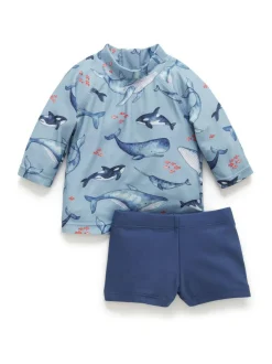 Purebaby Blue Long Sleeve Rashie Vest