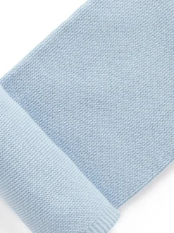 Purebaby Textured Knit 100% Cotton Blanket Blue Hot