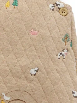Purebaby Brown Quilted Embroidered Dungarees Discount