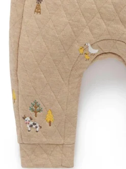 Purebaby Brown Quilted Embroidered Dungarees Discount