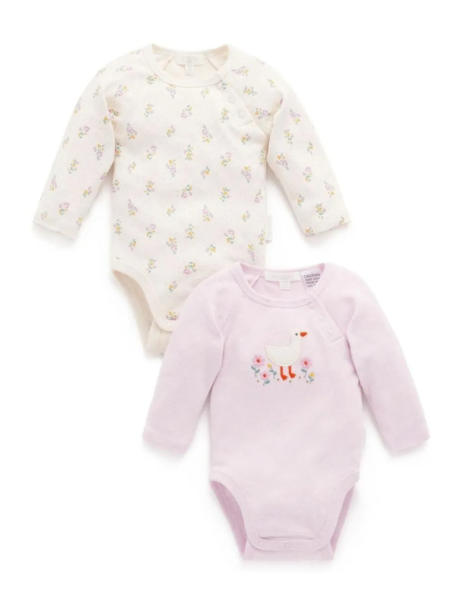 Purebaby Bodysuits 2 Pack Pink Outlet