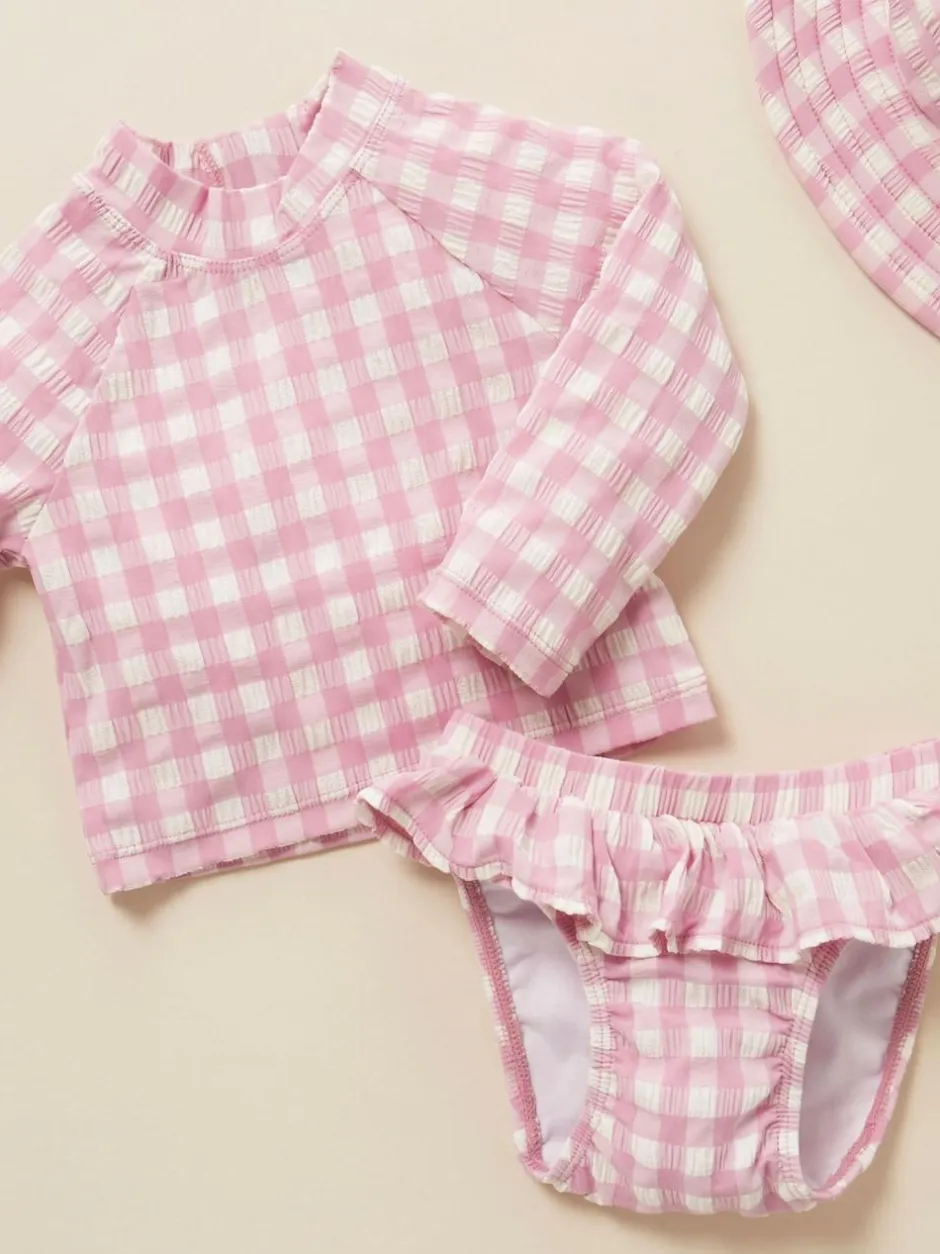 Purebaby Pink Long Sleeve Rashie Swim Set Sale